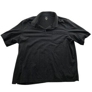 George Mens Polo Shirt Size 2XL Short Sleeve Classic Pocket Black Casual Top